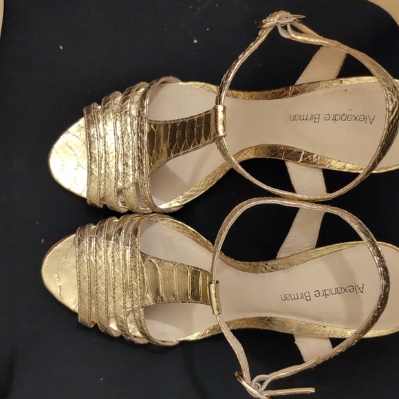 Authentic GOLD leather Python ALEXANDRE BIRMAN Size 8 shoes. 4" heel - Picture 4 of 10